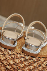Roman chunky heel thong rhinestone sandals