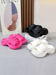 Hollow Solid Color Platform Shoes Slippers