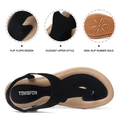 Black Cara Elastic Strappy Summer Sandals