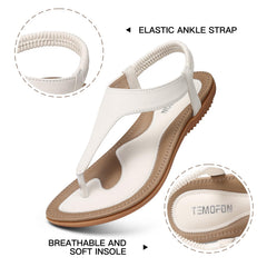 White Cara Elastic Strappy Summer Sandals