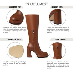 Brown Knee High Platform Gothic Style Boots