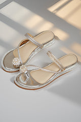 Roman chunky heel thong rhinestone sandals
