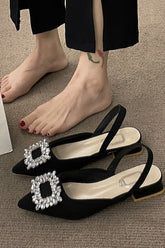 New thick heel crystal high heels