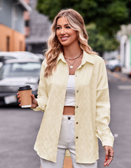 Refresh Pocketed Button Down Corduroy Top - Rosewood