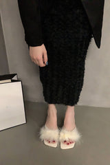 New high heel furry sandals