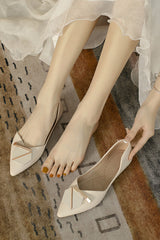 Buckle fashionable pointed toe soft sole pumps