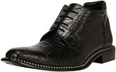 Men's Black Leather Lizard Style Lace Up Ankle Dress Boots