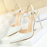 Women's Simple Stiletto Shallow Mouth Pointed Patent Heels