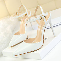 Women's Simple Stiletto Shallow Mouth Pointed Patent Heels