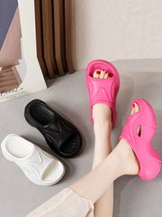 Hollow Solid Color Platform Shoes Slippers