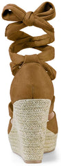 Women's Brown Lace Up Espadrilles Wedge Sandals