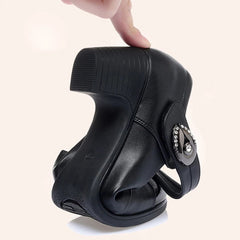 Crystal Button Med Heels Mary Janes Women 2024 New Comfort Soft Bottom Moccasins Shoes Woman Square Heel Casual Shoes