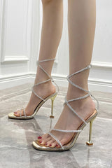 Rhinestone silver stiletto niche design high heels