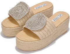 Rhinestone Espadrille Platform Sandals