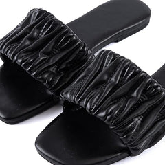 Black Braided Open Toe Flat Sandals