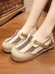 Striped Canvas Shoes Flat Shoes