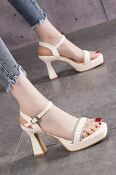 Flat buckle platform high heels