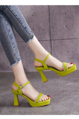 Flat buckle platform high heels