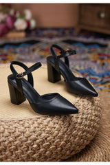 New style hollow back thick heel cap toe high heels