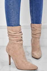New Fashion Spring Outfit Suede Pointed Toe Stiletto Mid-Calf Boots