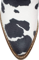 Dolce Amore White Cow Rounded Toe Western Ankle Boots