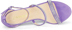 Strappy Rhinestone Purple High Heel Sandals