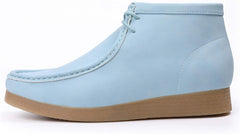 Men's Light Blue Lace Up High Top Suede Boots