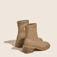 Back Zipper Square Toe Boots GS254