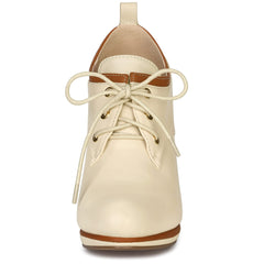 Beige Retro Platform Booty Heels