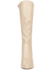 Beige Destiny Black Zipper Knee High Boots