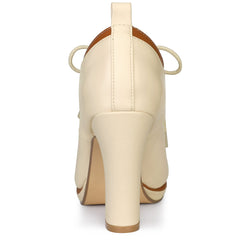 Beige Retro Platform Booty Heels