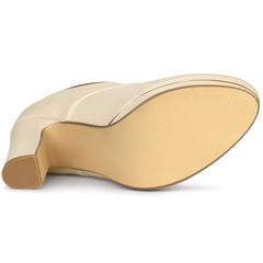 Beige Retro Platform Booty Heels