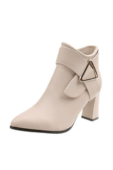 New Fashion Spring Outfit Solid Color Pointed Toe Buckle Ankle Boots