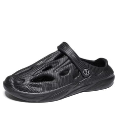 Black Men's Closed Toe Beach Slide Sandals