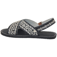Black Men's Leather Hurache Aztec Sandals