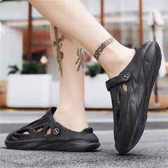 Black Men's Closed Toe Beach Slide Sandals