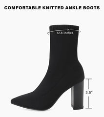 Black/Q colour Clear Heel Sock Style Ankle Boots