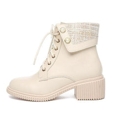 Block Heel Lace Up Ankle Boots For Petite Feet GS204