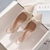 Block Heel Slingback Beige Shoes For Women TS420