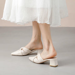 Block Heel Slip On Sandals For Small Feet GS384