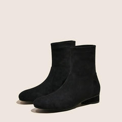 Block Low Heel Suede Boots For Petite Feet MS160