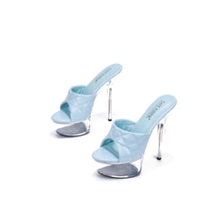 Blue Transparent Clear Platform Open Toe Stiletto Heels