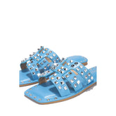 Blue Chic Stylish Studded Flat Summer Sandals