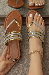 New Fashion Spring Outfit Boho Metallic Thong Sandals