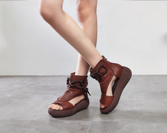 Brown High Top Leather Boot Sandals