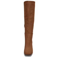 Brown Fashionable Chunky Block Knee High Boots