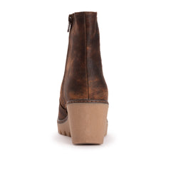 Brown Rust Winter Wedge Memory Foam Ankle Boots