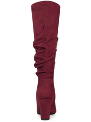 Burgundy Slouchy Pointy Toe Knee High Boots