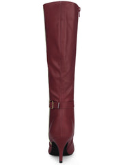 Burgundy Red Destiny Black Zipper Knee High Boots
