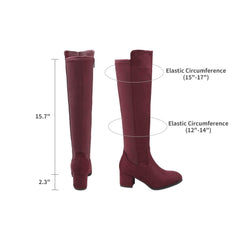 Burgundy Pixie Black Knee High Fashion Boots